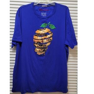 Skull Orange Peel Unique Graphic T-Shirt Cotton Short Sleeve Men 2XL 100% Cotton